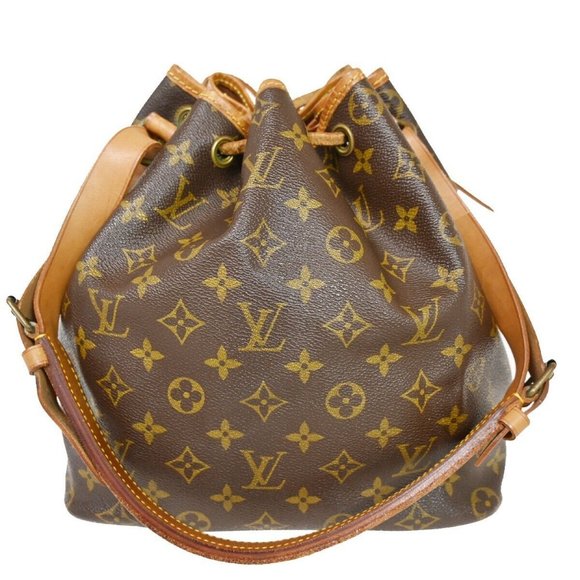Authentic LOUIS VUITTON Petit Noe Drawstring Shoulder Bag Monogram Leather - Picture 1 of 16